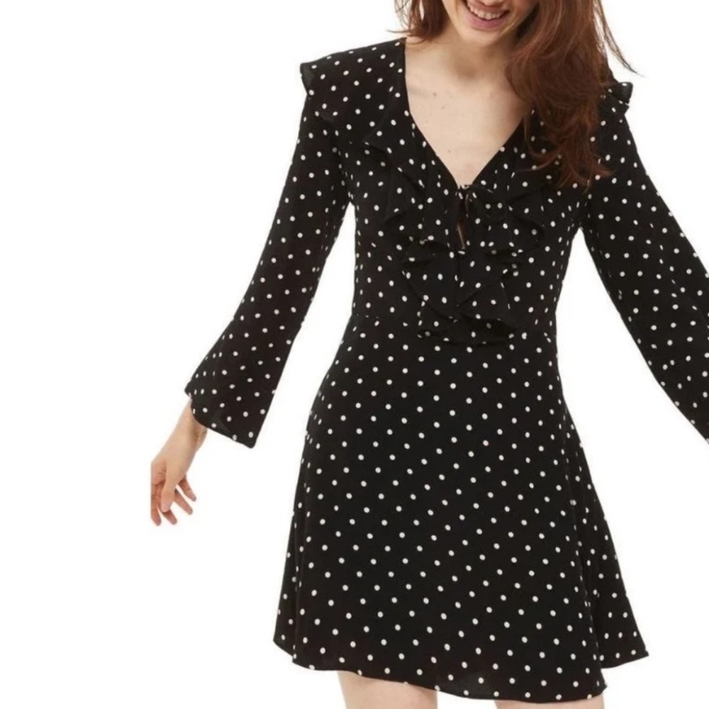 Topshop Polka Dot Ruffles Mini Dress